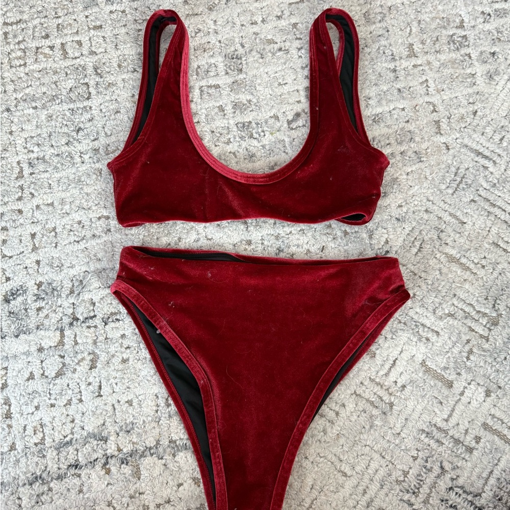 Red Velvet Bikini Set